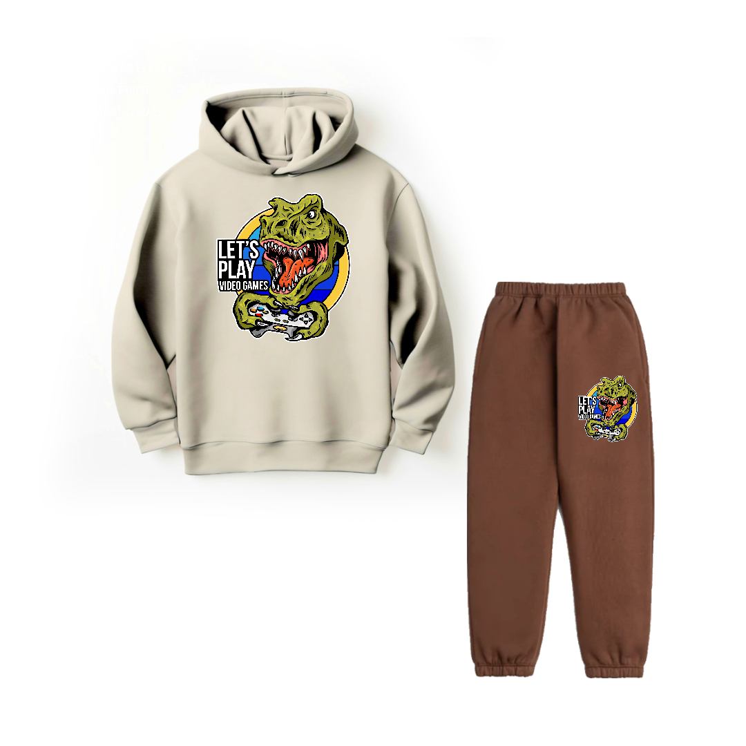 LET'S PLAY DINIO - HOODIE FLEECE TRACKSUIT Ow/Br